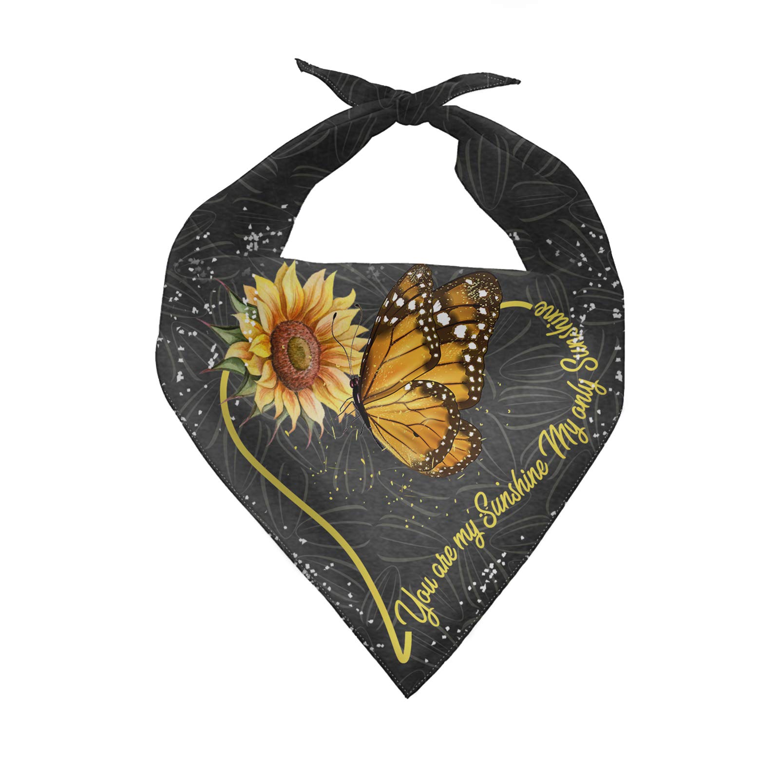 COEQINE Dog Bandanas for Small Dogs Girls,Sunflower and Butterfly Print Scarves Collapsible for Puppy Bandanas Washable Triangle Handkerchief Costume Accessories