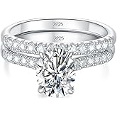 Newshe Jewellery Moissanite Bridal Set for Women 925 Sterling Silver Womens Wedding Ring Sets Engagement Eternity Size 5-10