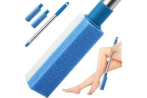 LAWFYMORI Pumice Stone for Feet with 22" Long Handle, Foot Callus Remover, Dead Hard Skin Scrubber in Shower, Foot File Exfoliator, Pedicure Tools for Feet Cracked Heel, 2 Pcs Foot Stone Blue