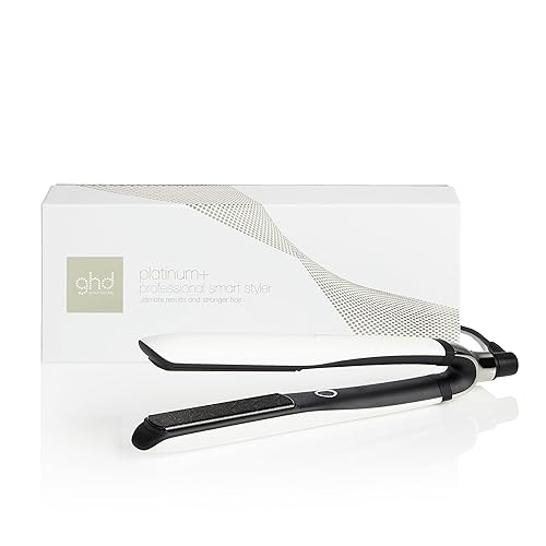 ghd Platinum+ Hair Straightener & Professional Styler in White - More Strength, Shine & Colour Protection - for All Hair Types - (UK Plug)