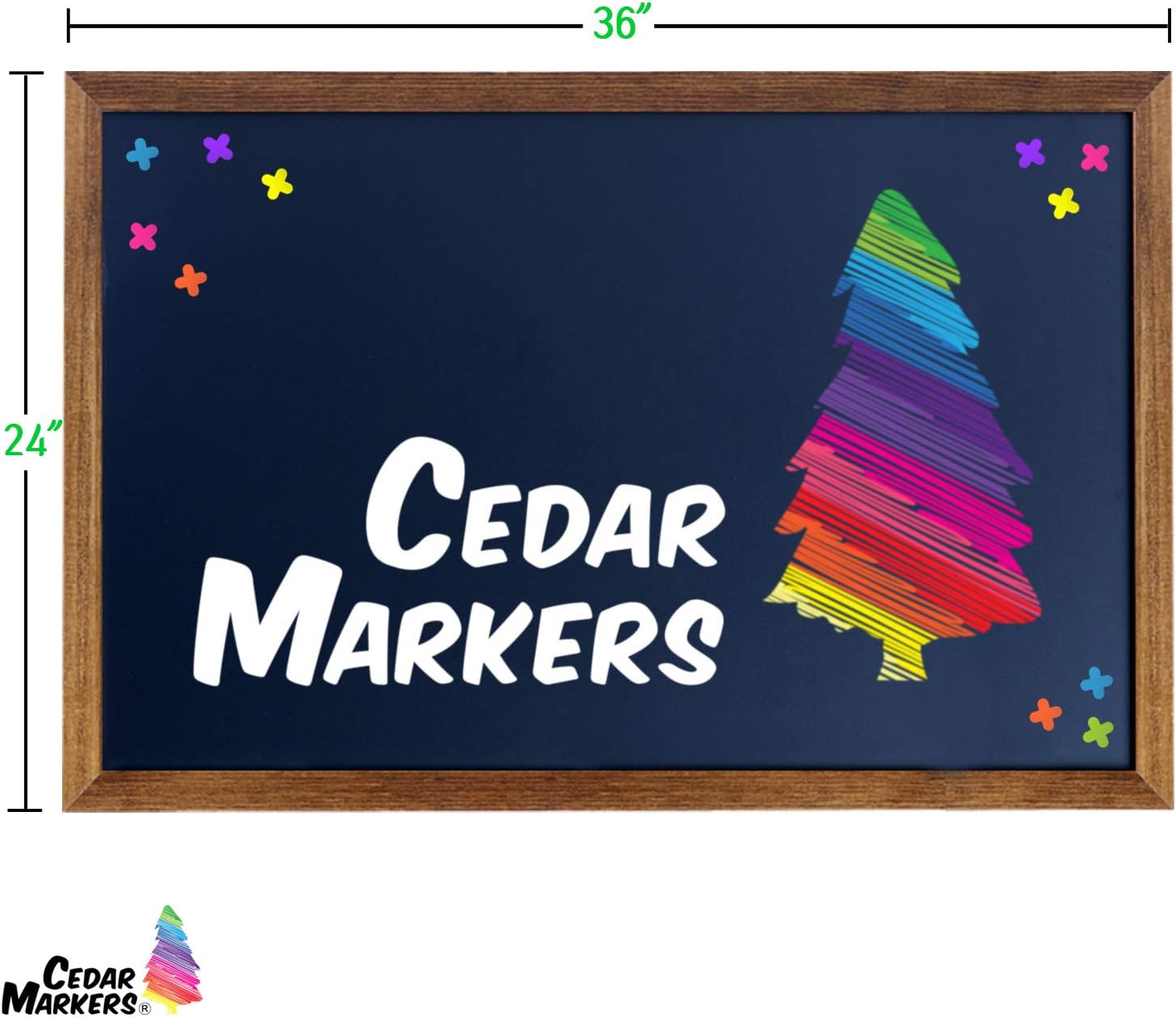 Cedar Markers 36"x24" Big Chalkboard with Wooden Frame. 100% Non-Porous Erasable Blackboard and Whiteboard for Liquid Chalk Markers. Magnet Board Chalk Board Decorative Chalkboard for Parties (36x24): Home & Kitchen