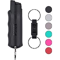 SABRE RED Pepper Spray Keychain with Quick Release for Easy Access – Max Police Strength OC Spray, Finger Grip for Accurate Aim, 10-Foot (3M) Range, 25 Bursts (5X Other Brands) Practice Spray Option