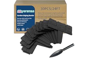 MYERSMAS Garden Edging Border, 24ft Landscaping Border Edging for Flower Bed Edging Borders, Garden Landscape Edging Borders for Flower Bed, Garden Borders and Edging for Landscaping (Black, 30 PCS)
