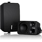 Inwa Outdoor Bluetooth Speakers, 400W Active Passive Wall Mount Speaker, Waterproof Wireless Indoor/Outdoor Stereo Sound Set W/Aux in, Sound System for Patio/Porch/Gazebo/Garage(Pair, Ivory Black)