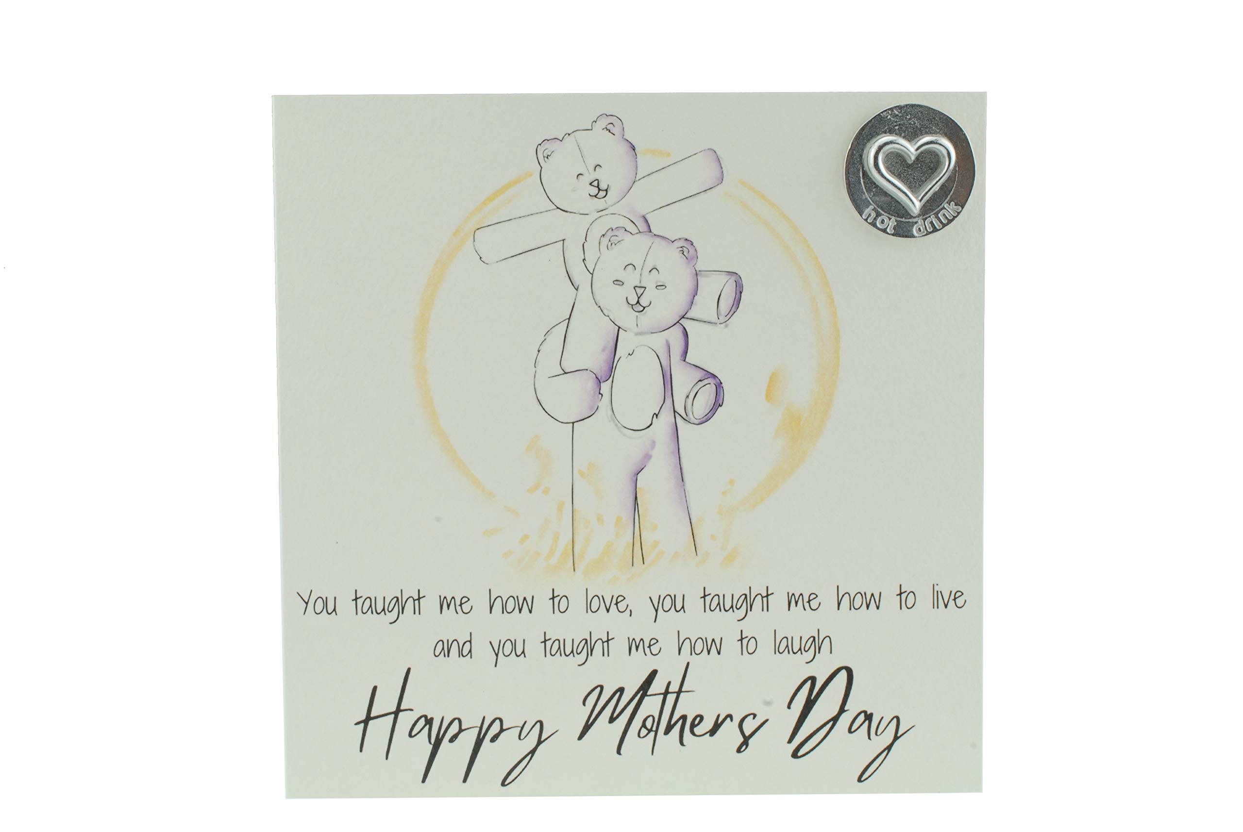 Mothers Day Card with Cute Bear on Shoulders – Comes with ‘Hot Drink’ Gift Token (gc-mumshouldershd)