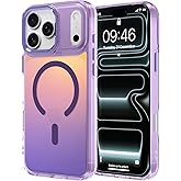 ZIYE Iridescent Case Compatible with iPhone 17 Pro Max Cute Fluorescent Laser Design Shockproof Protective Phone Cover Compatible with Magsafe for Women Girls Men Purple