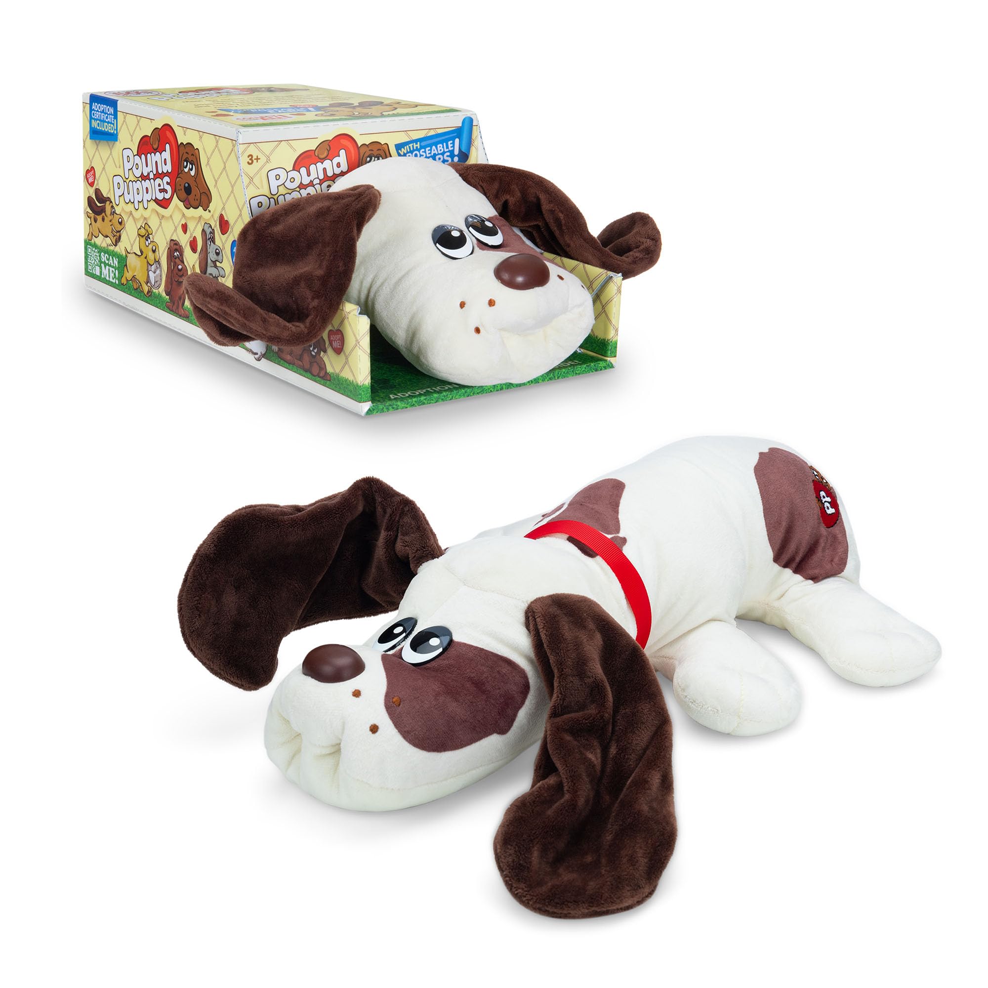Basic Fun Pound Puppies | Cream with Medium Brown Spots | Dogs Trust Charity Newborns, Puppy Toy, Soft Toy Dog for Children, Puppy Toys for Girls and Boys, 43cm Dog Plush for Kids Ages 3 38095 โ image 1
