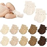 Toulite 12 Pairs Preemie Newborn Baby Ankle Socks Ruffle Turn Cuff Cotton Non-slip Warm Socks for Girls and Boys Infant