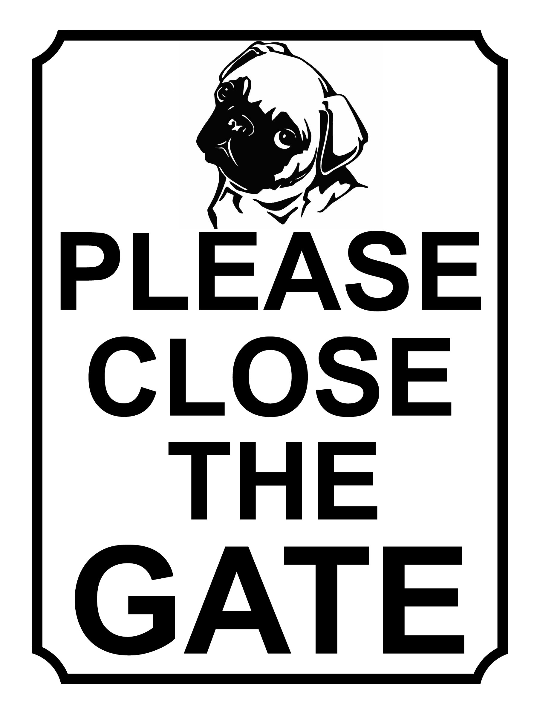 SHAWPRINT PLEASE CLOSE THE GATE DOG THEME METAL SIGN 200MM X 150MM (430H1)
