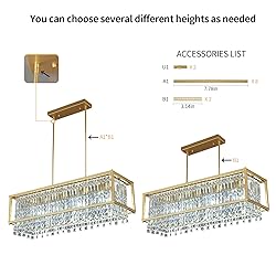 LMQNINE 4-Light Dining Room Light Fixture Square
