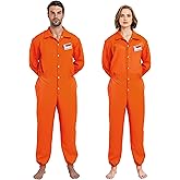 Spooktacular Creations Orange Prisoner Jumpsuit Costume Men, Orange Jumpsuit Women with Name Tag, Halloween Costumes Adult
