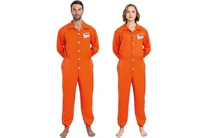 Spooktacular Creations Orange Prisoner Jumpsuit Costume Men, Orange Jumpsuit Women with Name Tag, Halloween Costumes Adult