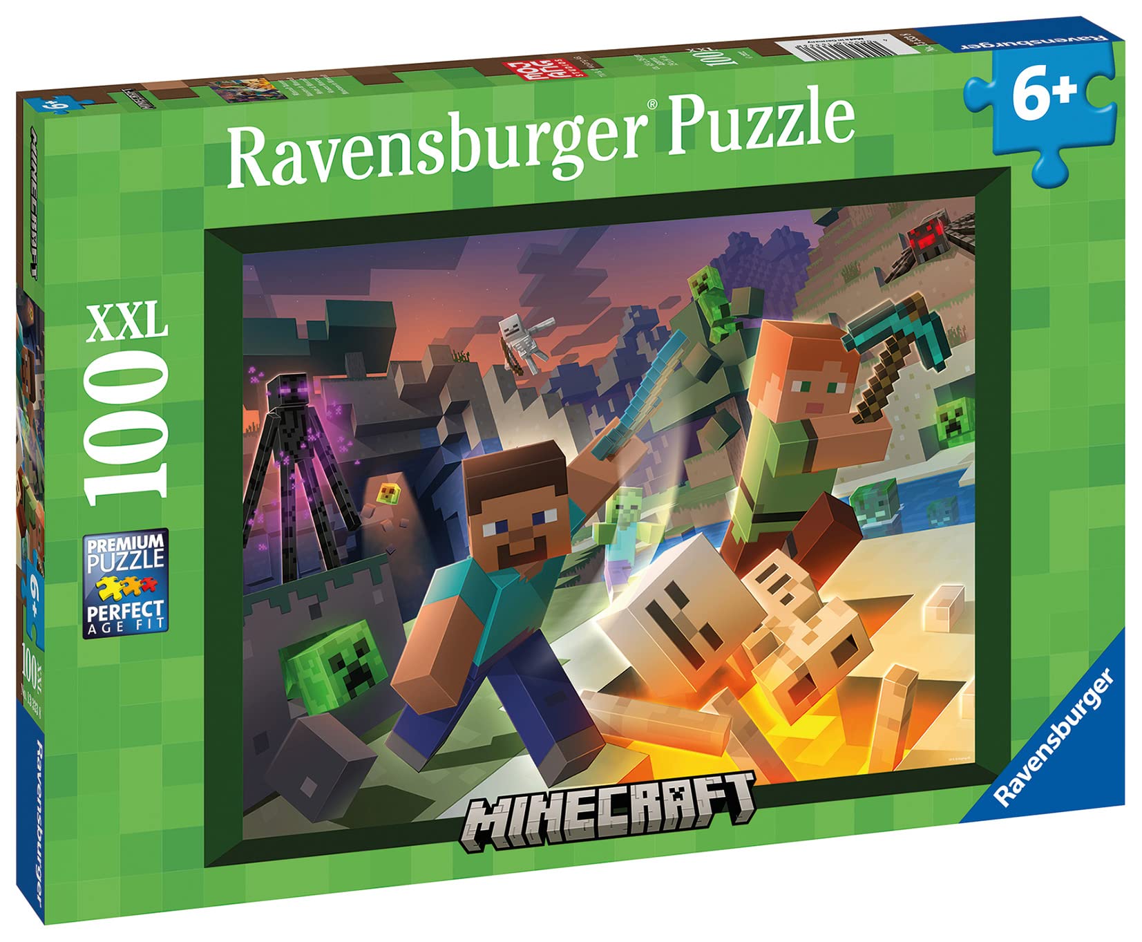Ravensburger Minecraft Jigsaw Puzzle for Kids Age 6 Years and Up – 100‑Piece XXL Puzzle for Boys and Girls – Minecraft Gifts and Toys for Creative Children