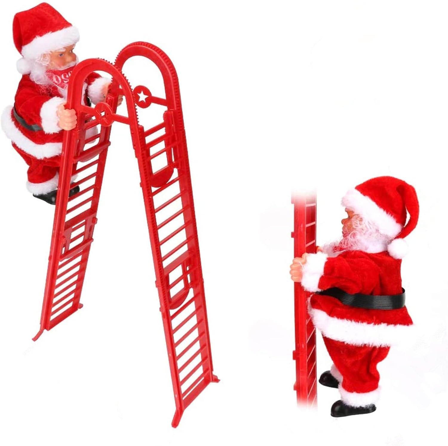 Electric Climbing Santa Claus Ladder with Music, Global-store 2020 New Year Creative Gift Christmas Hanging Ornament for Christmas Tree Party Home Decoration Supplies