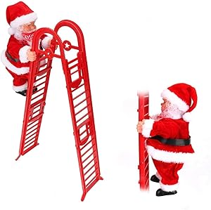 Electric Climbing Santa Claus Ladder with Music, Global-store 2020 New Year Creative Gift Christmas Hanging Ornament for Christmas Tree Party Home Decoration Supplies