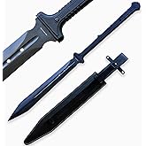 ShangYaSM Long Handled Roman Sword Black 40 inch high Manganese Steel, Leather Sheath, for Display, Collection, Outdoor use