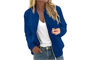 AAZJSS Women's Casual Floral Zip Up Bomber Jacket Spring Long Sleeve Coat Stand Collar Lightweight Short Outwear Tops