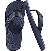 ONCAI Men's Rubber Flip Flops Trendy Summer Beach Pool Shower Sandals with Yoga Mat Non-slip Outdoor Cushion Soles