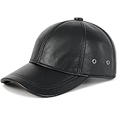 FEINION Men's Leather Hat Adjustable Genuine Leather Baseball Cap