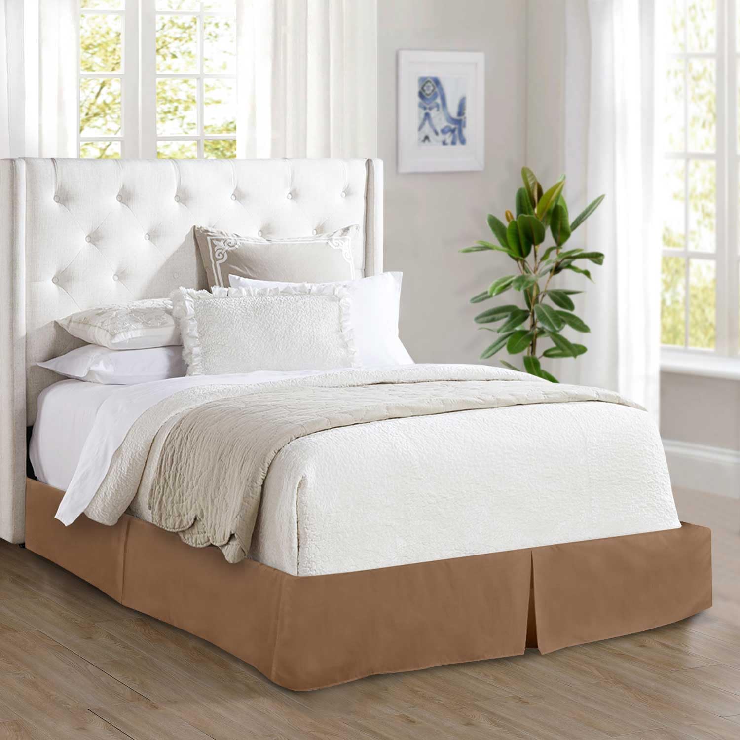 Elegant Comfort® 1500 Thread Count Wrinkle & Fade Resistant Egyptian Quality Bed Skirt/Dust Ruffle - Pleated Tailored 14inch Drop, Twin, Taupe