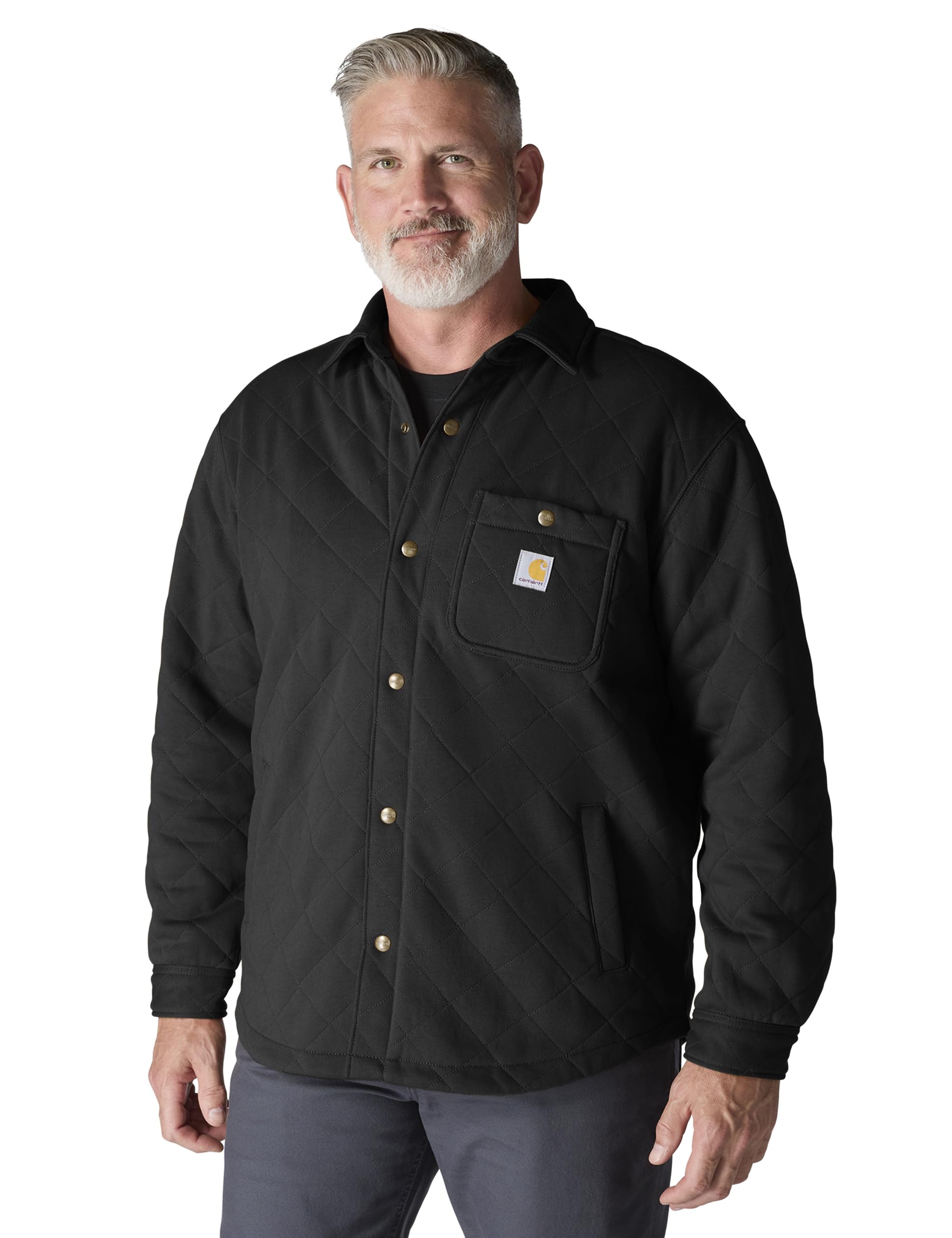 Photo 1 of Carhartt Men's Rain Defender Loose Fit Heavyweight Quilted Snap Front Shirt Jac, Black, 3X-Large