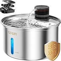 Stainless Steel Cat Water Fountain, 3.2L/108oz Large Capacity Pet Water Dispenser with Replacement Filters, Ultra-Quiet Automatic Drinking Fountain for Multiple Cats & Small Dogs Indoors (Black)