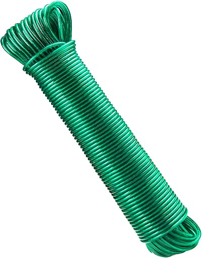 GZBtech Steel Core Washing Line 30m PVC Coated 265lbs Green/Blue/Transparent