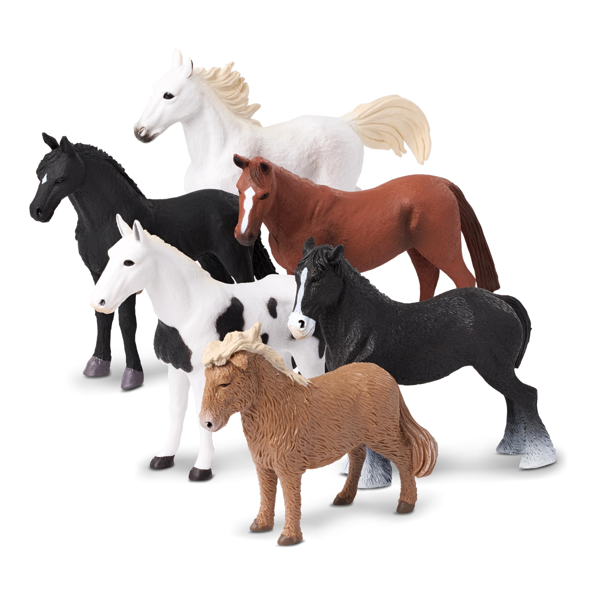 TERRA by Battat – 6pcs Realistic Horse Figurines Set – Durable Plastic Farm Animal Toys for Kids – Collectible Horses for Playtime, Party Favors, Cake Toppers – Gift for Toddlers Ages 3+