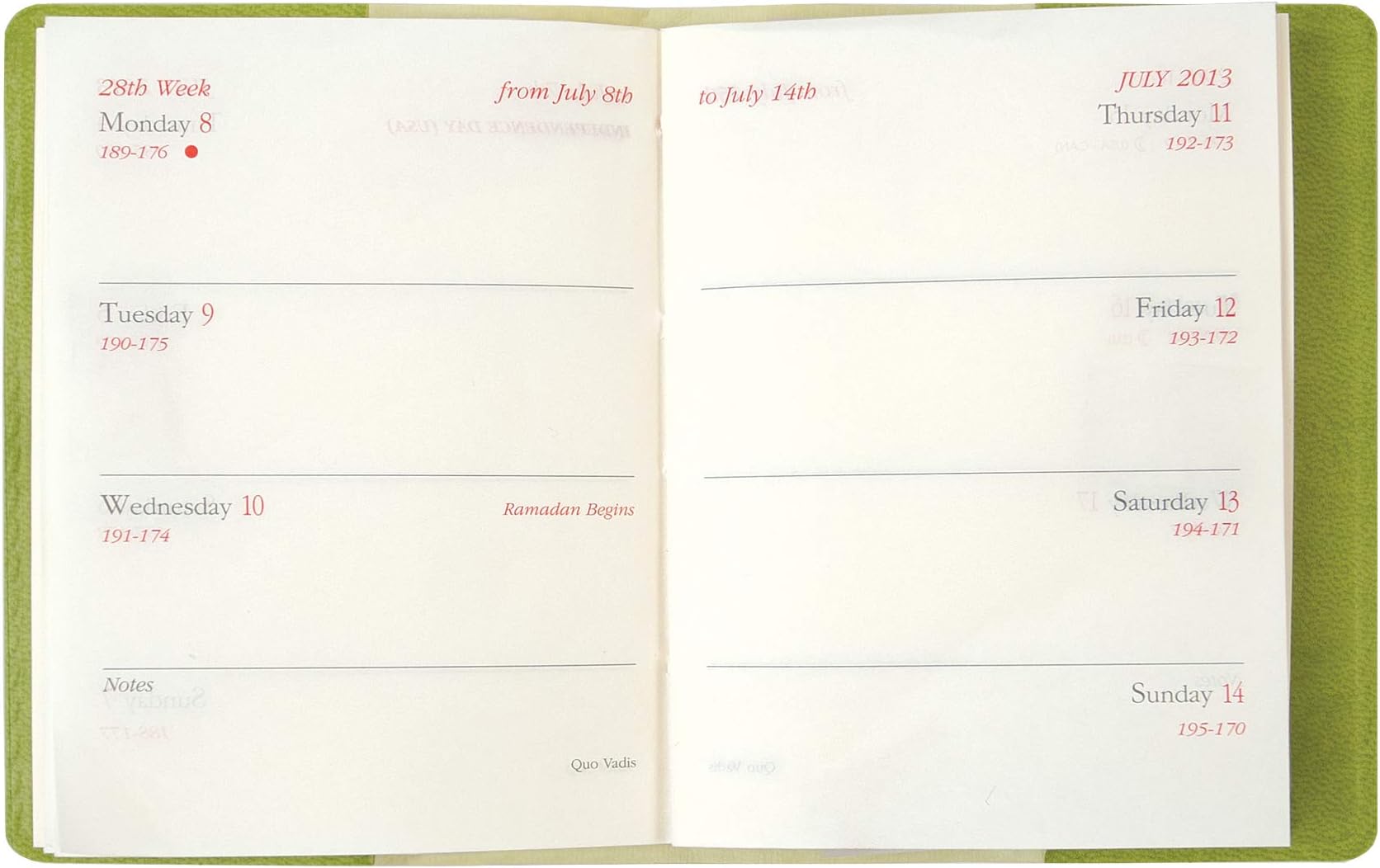 Quo Vadis Refill for Miniweek Planner