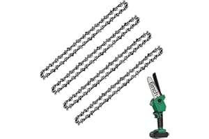 PANZHENG Mini Chainsaw Chain 6 Inch Replacement Guide Saw Chain for 6 inch Mini Cordless Electric Portable Battery Powered Handheld Chainsaw（4-Pack