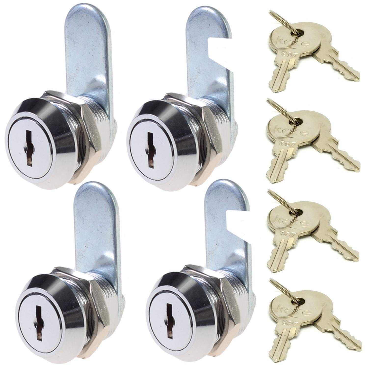 4 Pack 16mm Mailbox Cam Security Lock with Keys Cam Lock for Cabinet, Drawer, Cupboard, Locker, Door, Electric Box Computer Desk