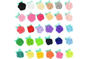 ZHIHENG Assorted Colors 30pcs Rose Felt Applique Kits Flower Felt Scrapbooking Non-Woven Stickers Sew on Applique Felt Pads for DIY Handcraft Decoration
