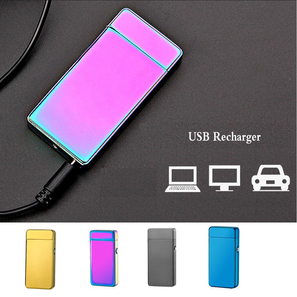 Electric Lighter,USB Lighter Gift Matal Body Double Electronic Arc Cigarette Lighter Outdaoor Windproof No Gas