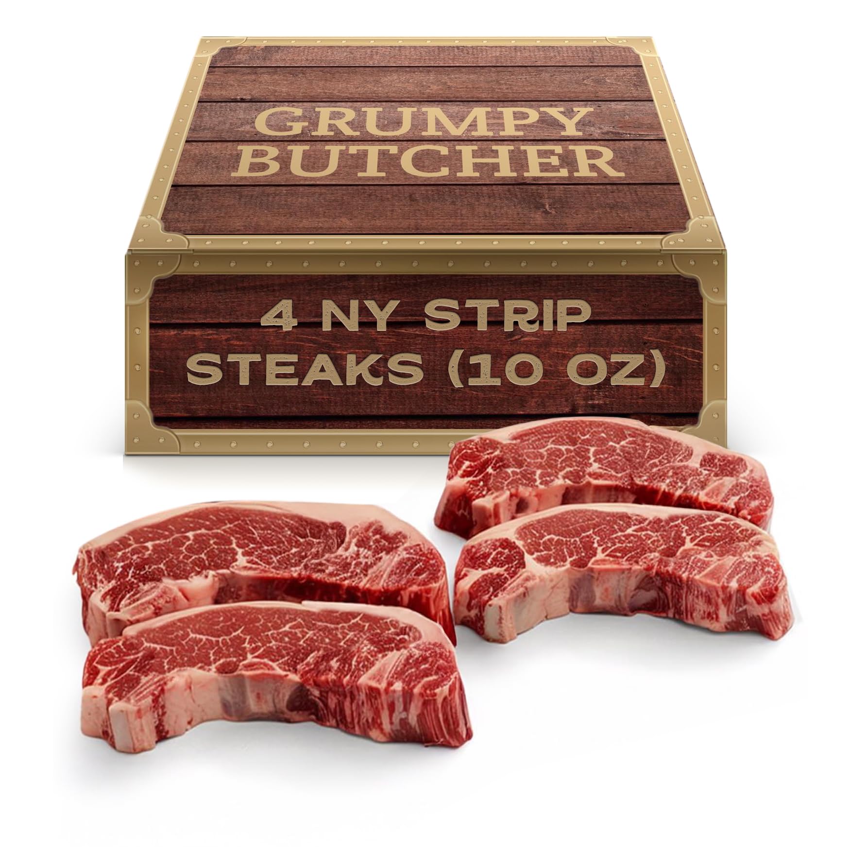 Mua Grumpy Butcher New York Strip Steaks, 10 Ounce (Pack of 4) - Prime ...