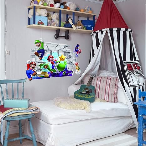 Amazoncom Mario Sticker Childrens Cartoon Bedroom Background Wall Decoration Self Adhesive Wall Sticker Pvc 22h X 17w Kitchen Dining