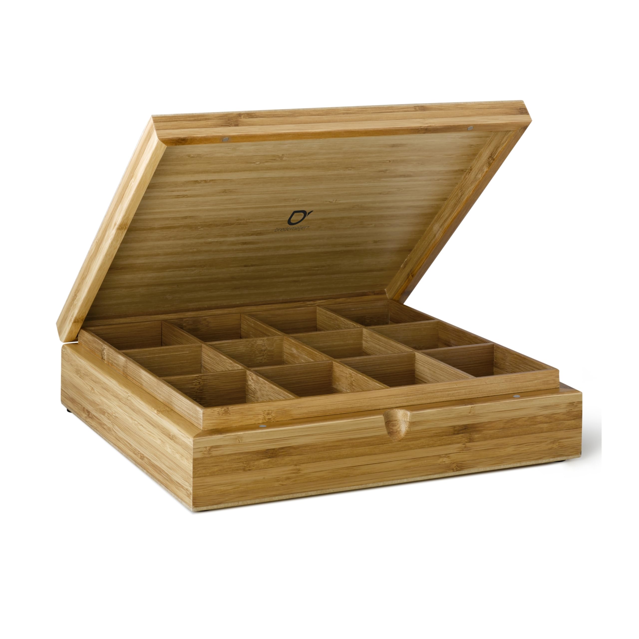Bredemeijer Tea Box 12-compartments Bamboo whitehout Window, Brown