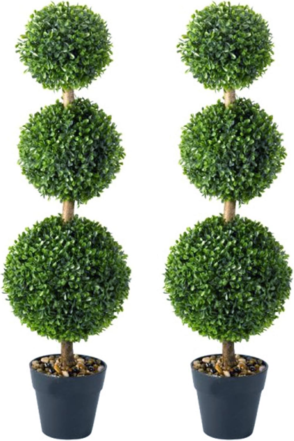 garden mile® 2pc Green Triple Topiary Tree Artificial Plantation Garden