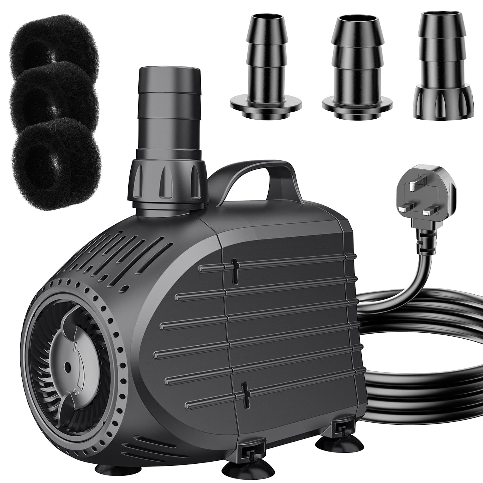 Biling 4500 L/H Submersible Water Pump with Filter, Low-Noise 80W Aquarium Pump, with Adjustable Flow Water Circulation for Fountains Water Features Garden Pond