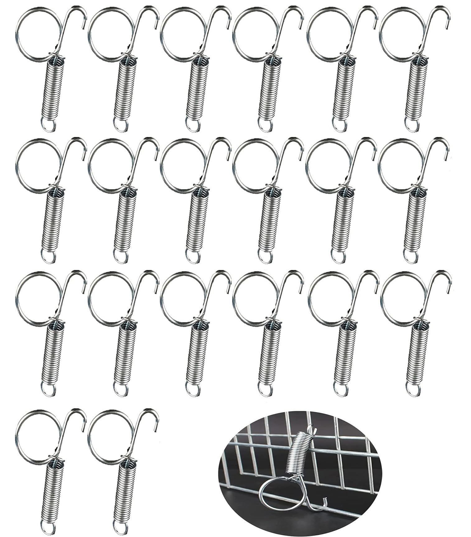 Rabbit Cages Spring Door Latch,20 PCS Spring Hooks for Rabbit Cage Multifunctional Spring Cage Latch Cage Door Spring Hook for Fixing Rabbit, Dog, Cat, Parrot, Guinea Pig, Bunny, Pet Cage Door