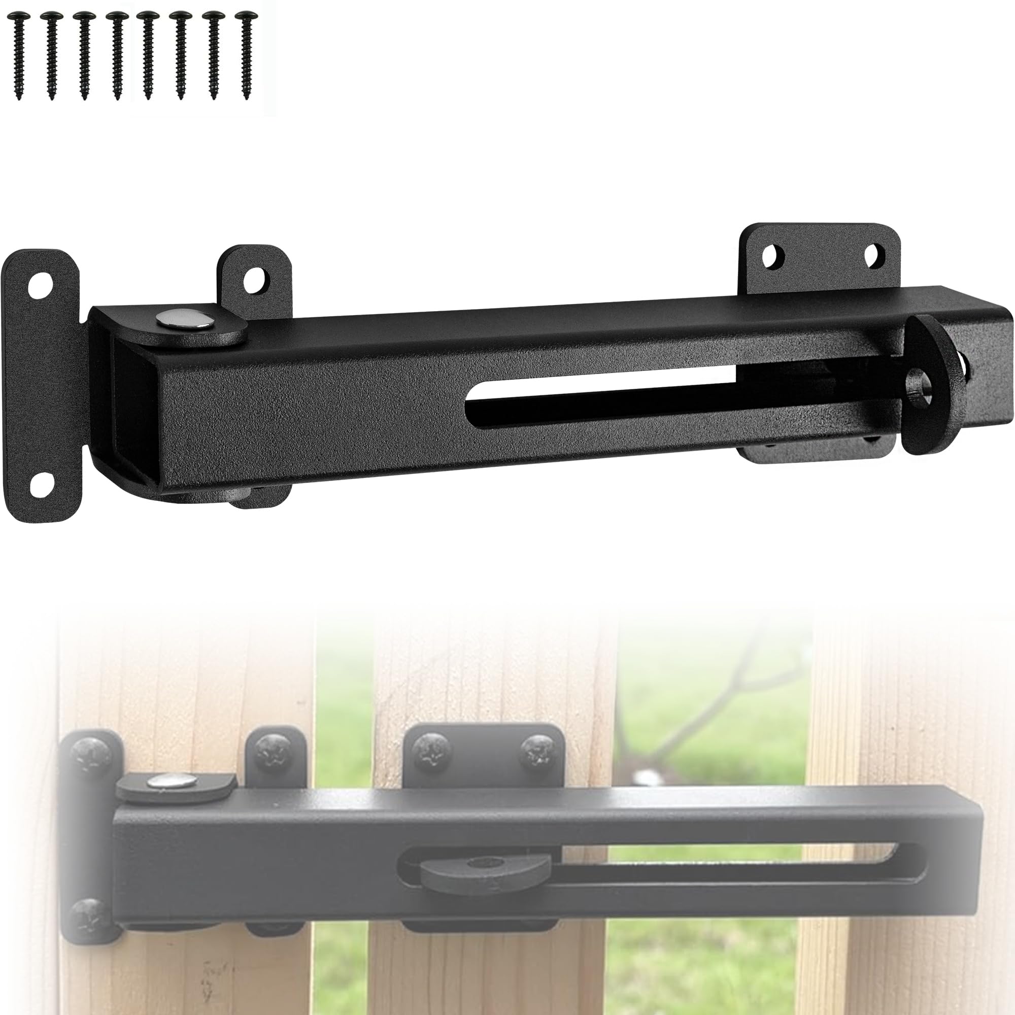 Photo 1 of **MISSING PIECES** KSWLOR Flip Gate Latch Lock with Padlock Hole, Safety Door Bolt Latch Lock Heavy Duty Adjustable Door Latch, 8" Barn Door Lock, Suitable for Outdoor Wooden Fence, Swing Doors, Sheds, Patio Latches