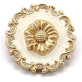 Craftisum 20 pcs Vintage Sunflower White Enamel Sewing Metal Shank Coat Buttons -25mm -1"