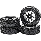 JIUWU 4 Pcs Black 1:10 Scale RC Tires Wheel Rims Crossing Rubber On Road Parts