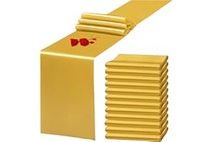 YMHPRIDE 12 Pack Gold Satin Table Runner 12 x 108 Inch Long Premium Table Runners, for Wedding Party Events Decoration, Birthday Parties, Banquets Decorations, Graduations, Engagements
