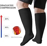 PutuO Plus Size Compression Socks 20-30 mmHg Men Women Black 5XL 1 Pair view 3