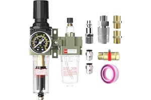 CNZG PNEU Auto Drain NPT 1/4 Air Regulator with Gauge,Air Compressor Water Separator with Accessories,Pneumatic Compressed Air Filter Pressure Oil Trap