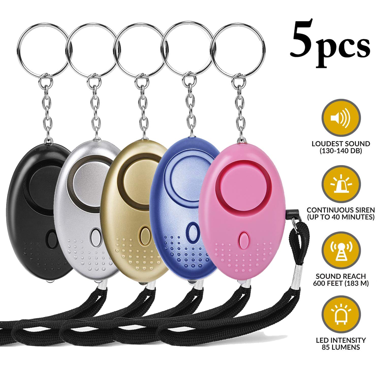 SafeSound Personal Alarm 140dB with Flashlight Safe and Sound Personal