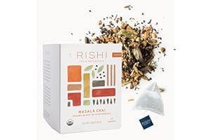 Rishi Tea Masala Chai Black Sachet Tea Bag Blend - Organic, Assam with Whole Spices, Energizing & Caffeinated - 15 Count (Pack of 1)