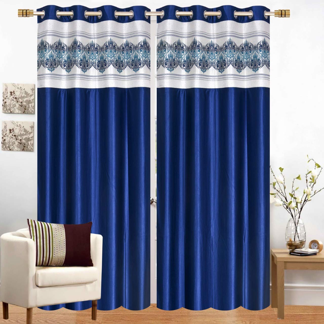 Buy Antique Homes 2 Piece Eyelet Polyster Door Curtain Blue
