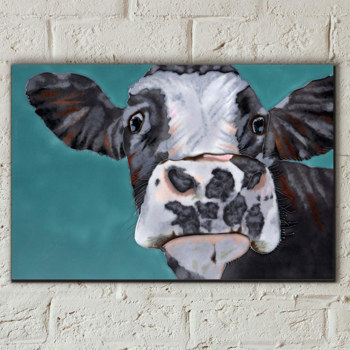 Fiesta Studios 'Spotty Cow' 8"x12", Decorative Ceramic Tile Based on an original painting by Sam Fenner