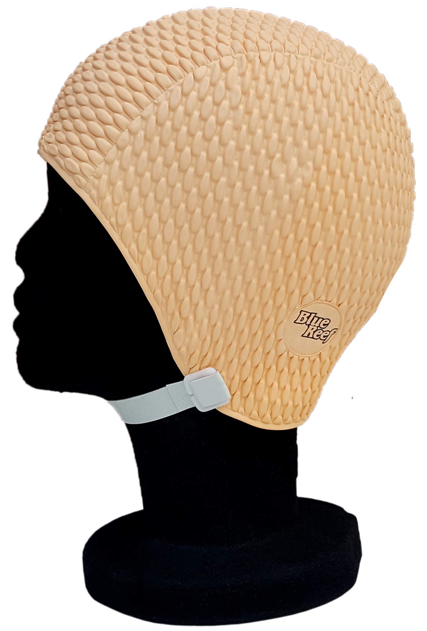 Blue Reef Bubble Pimple Effect Light Shades Single Solid Colour Ladies Classic Retro Swimming Hat Swim Cap One Size Average Adults Adjustable Strap (Pastel Peach)